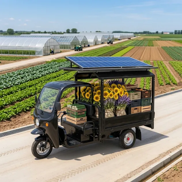 Triciclo Electrico De Pasaje Baja Electric and Solar Powered Cargo Tuk Tricycle Bike with Solar Panel for Adults Passenger Seat